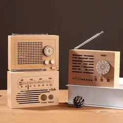 Caja de música vintage de madera tipo radio clásica para regalo