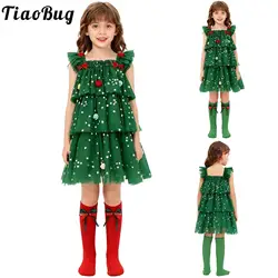 Vestido Navidad para niñas de tul con estrellas y tirantes
