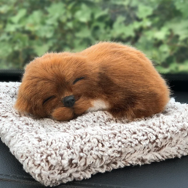 Peluche de perro dormido realista para adorno y coche