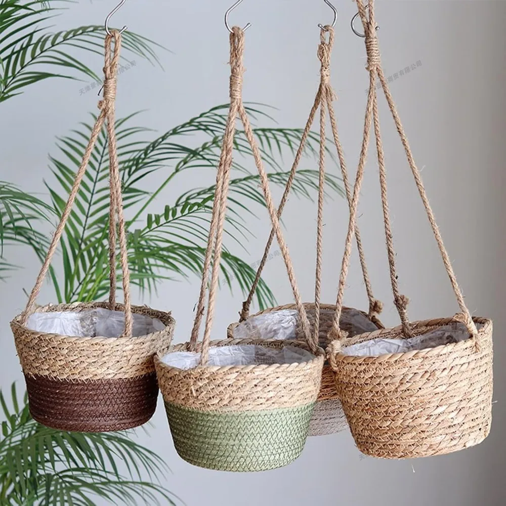 Maceta colgante estilo ratán para interior y exterior - imagen 4