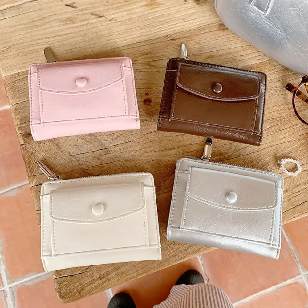 Cartera corta ultrafina de cuero PU con cremallera y monedero - imagen 5