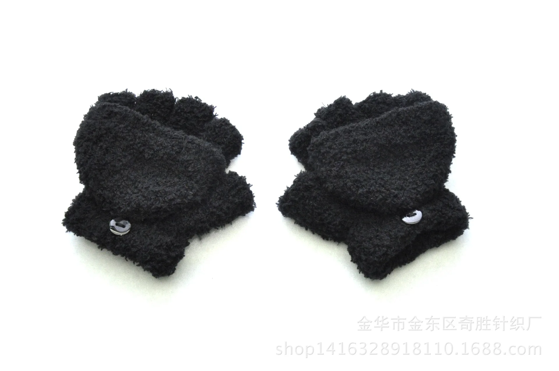Guantes de invierno de lana Coral con tacto medio dedo cálidos
