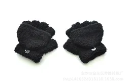 Guantes de invierno de lana Coral con tacto medio dedo cálidos