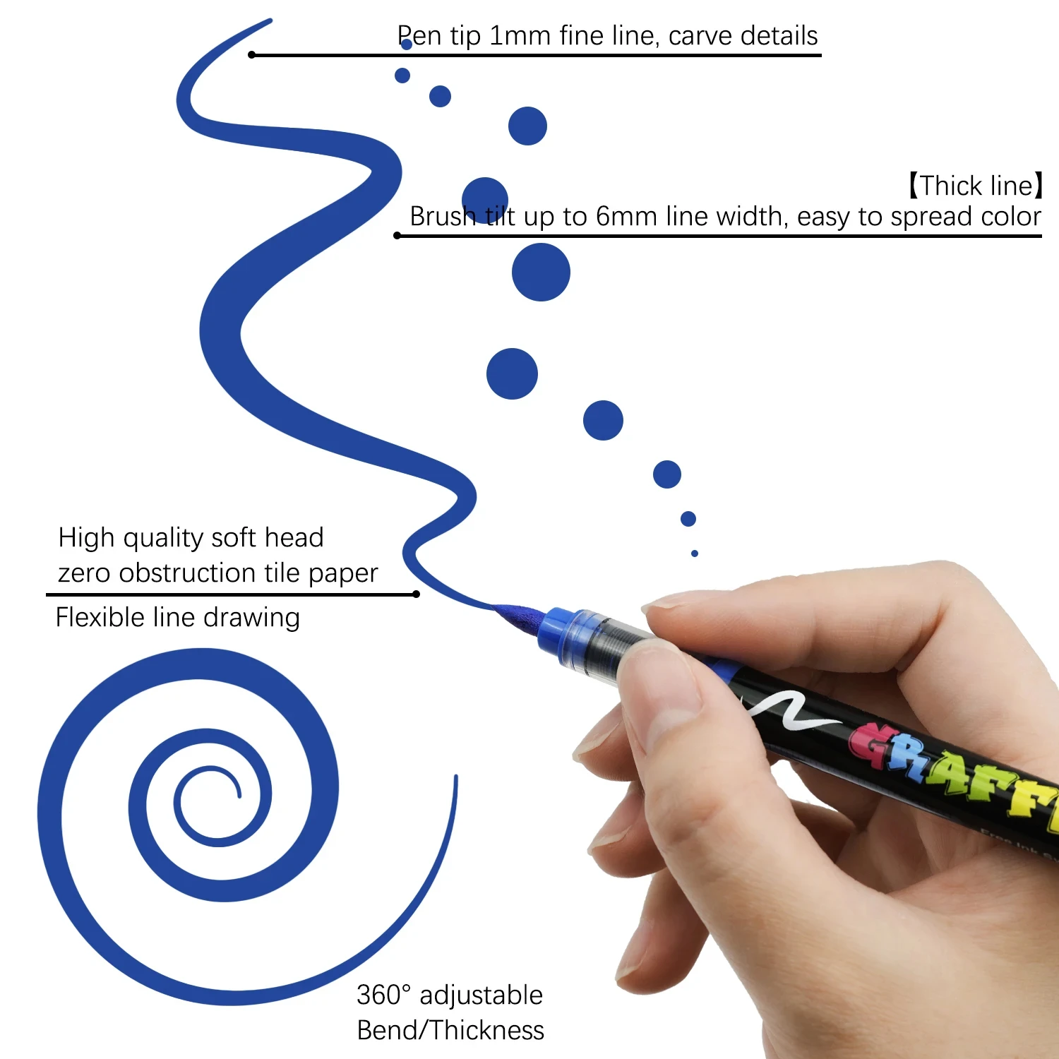 Rotuladores acrílicos con punta de pincel - 12 colores para niños - imagen 5