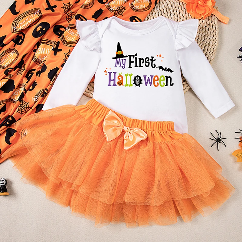 Conjunto de otoño para bebé niña: mono con lazo y diadema - imagen 3