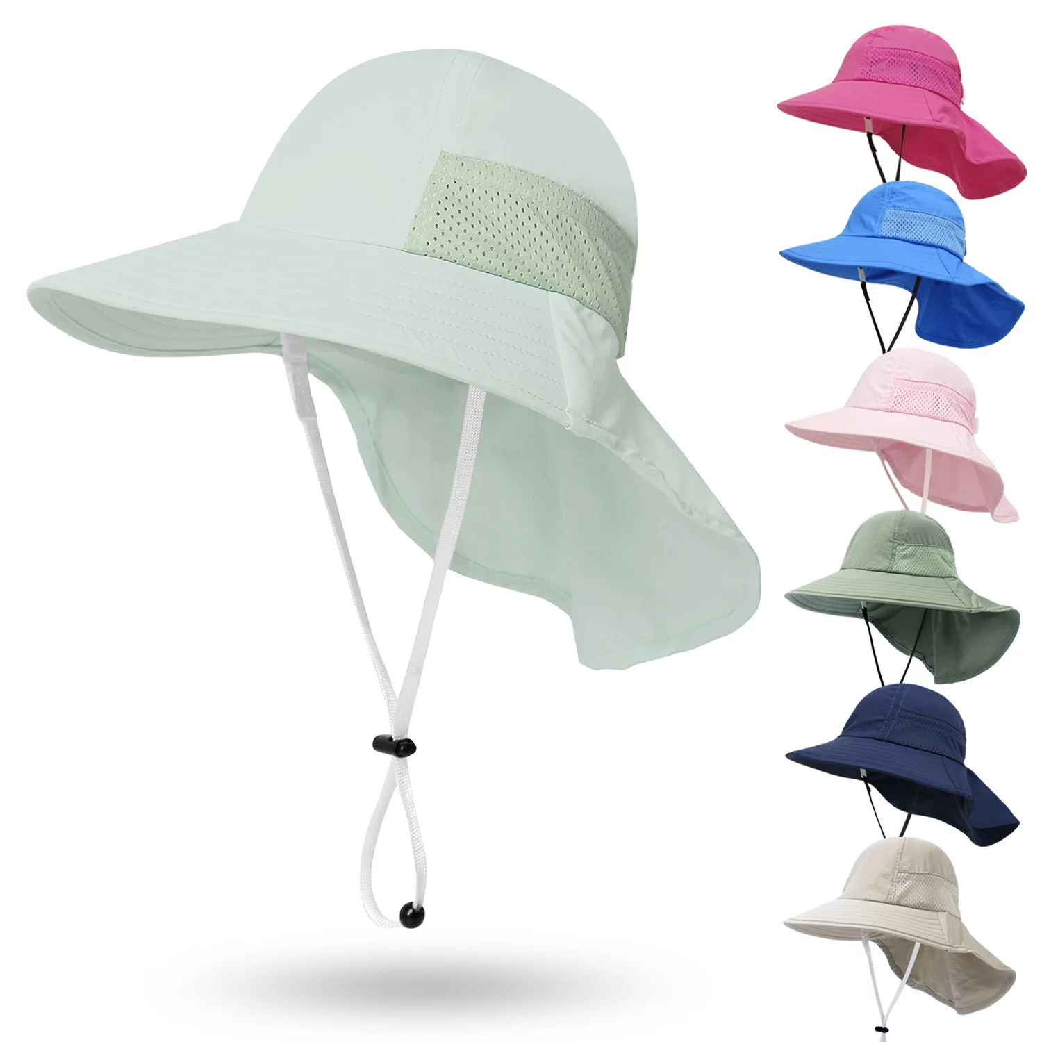 Sombrero de protección solar estilo cubo con cuello para niños - imagen 5