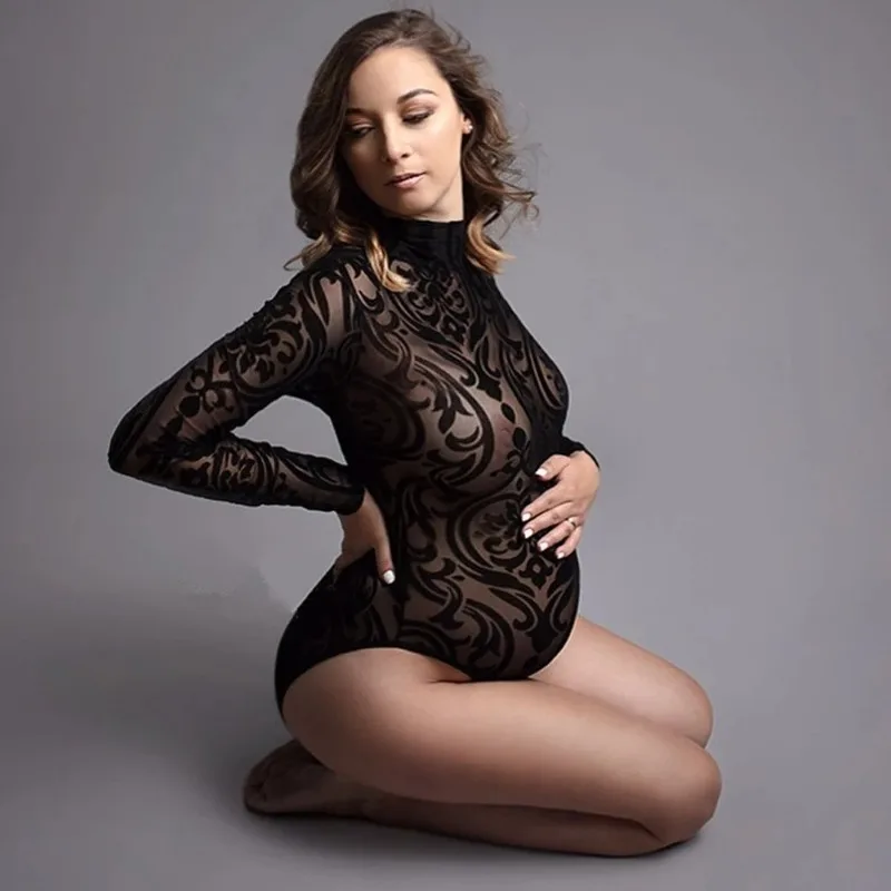 Mono de tul premamá con abertura para sesiones de fotos negro - imagen 2