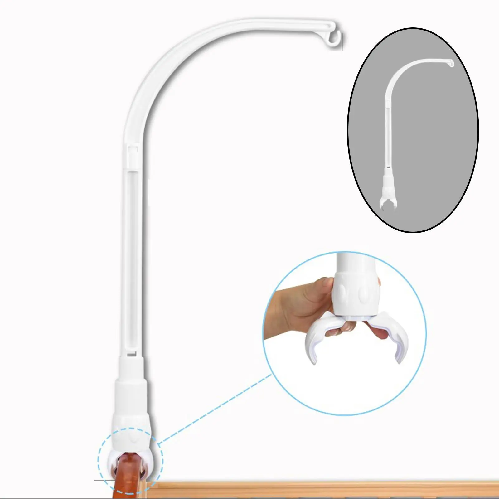 Soporte móvil para cuna con base giratoria y caja de música blanca - imagen 4