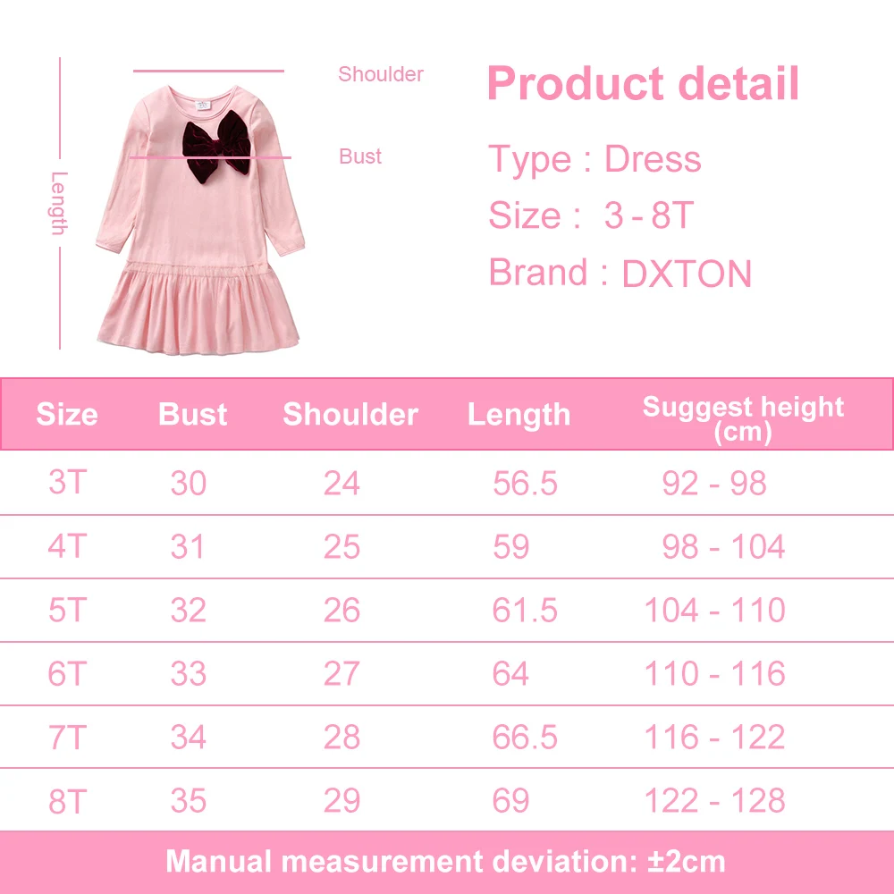 Vestido infantil de algodón de manga larga