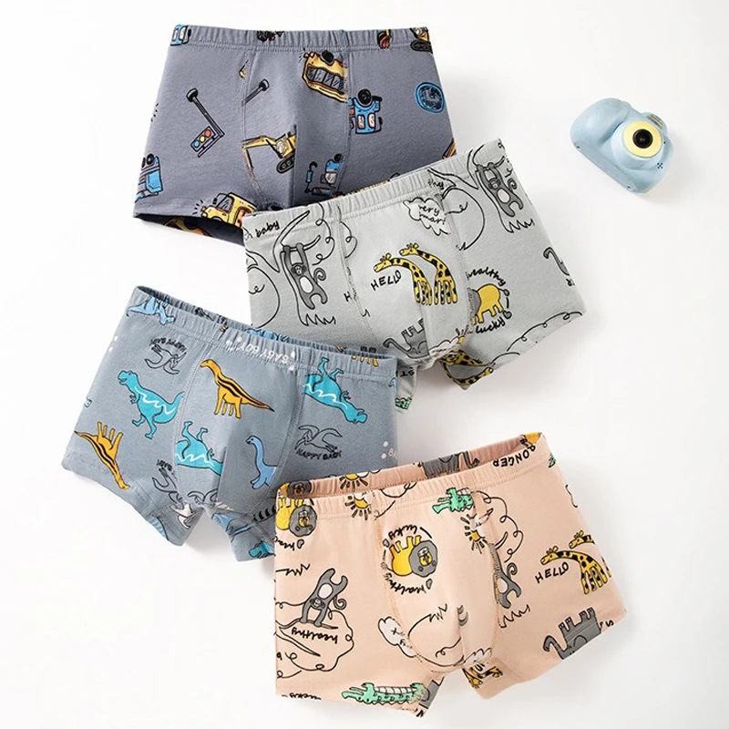 Calzoncillos boxer de algodón para niños – Patrones dinosaurio y coche