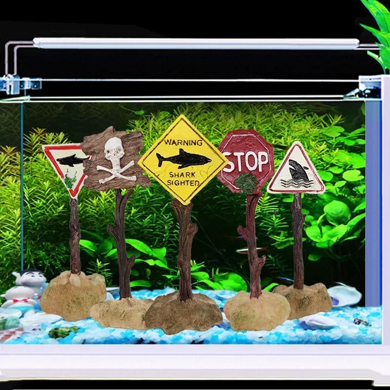 Señal de advertencia de tiburón de resina para acuario infantil - imagen 2