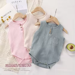 Triángulo de algodón puro para bebé – Conjunto unisex de verano