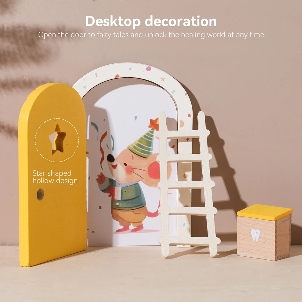 Puerta Montessori de elfo de madera para casa de muñecas - imagen 2