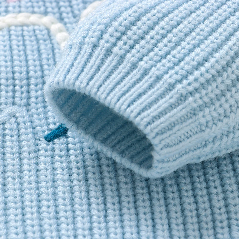 Suéter de punto cuello redondo azul para niña – Otoño Invierno - imagen 5