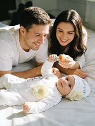 Conjunto de bautizo para bebé niña de algodón blanco con corona