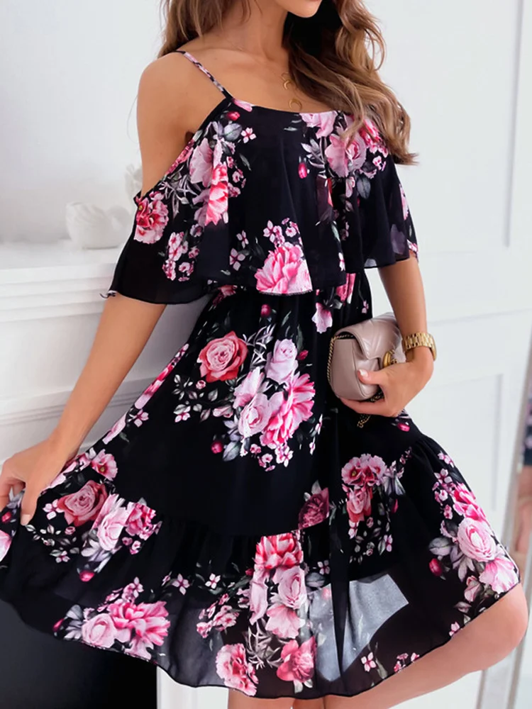 Vestido de embarazada antideslizante gasa floral hasta rodilla - imagen 5