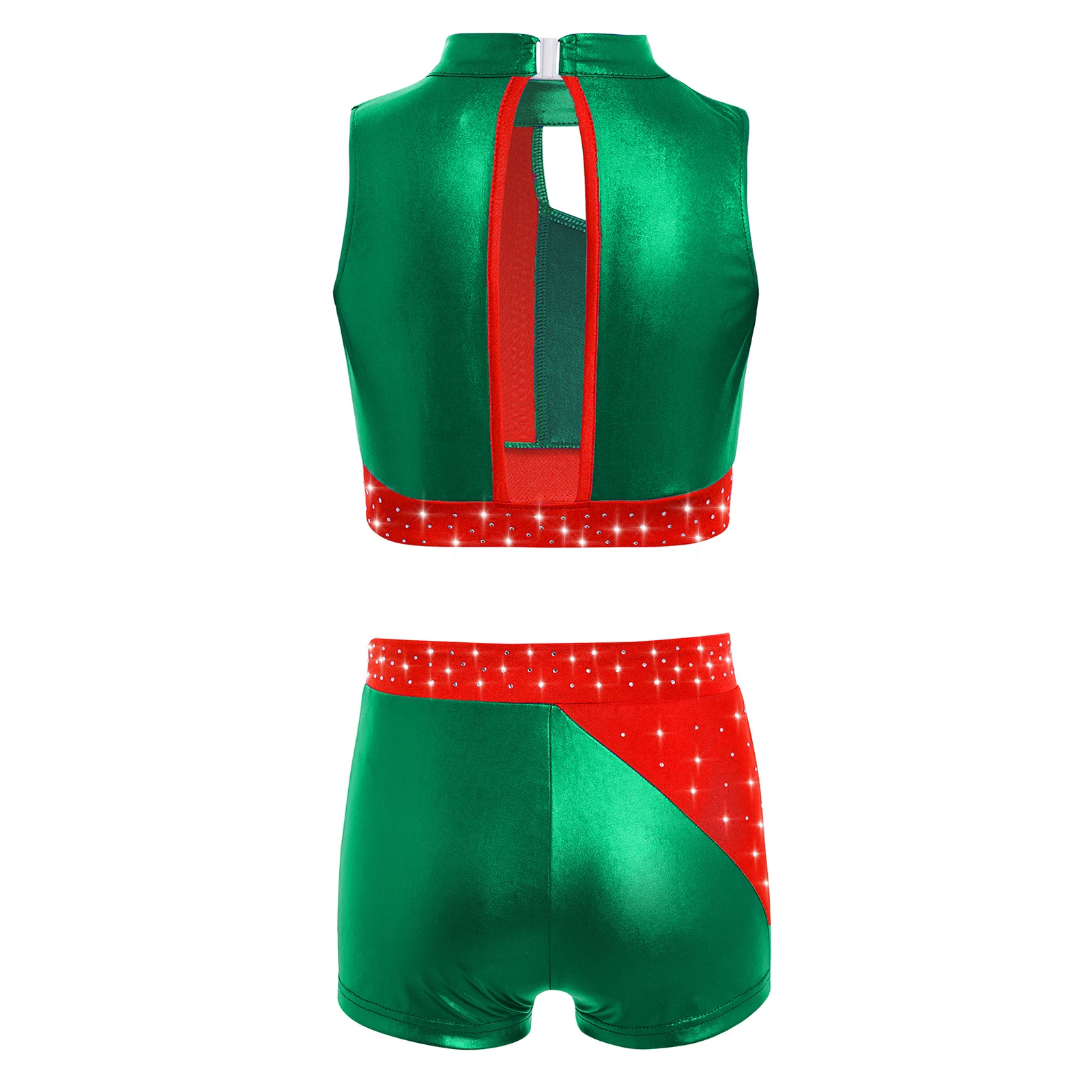 Traje de patinaje artístico para niñas con camiseta y pantalón - imagen 2