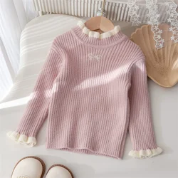Jersey de invierno grueso con pajarita tejida para niños