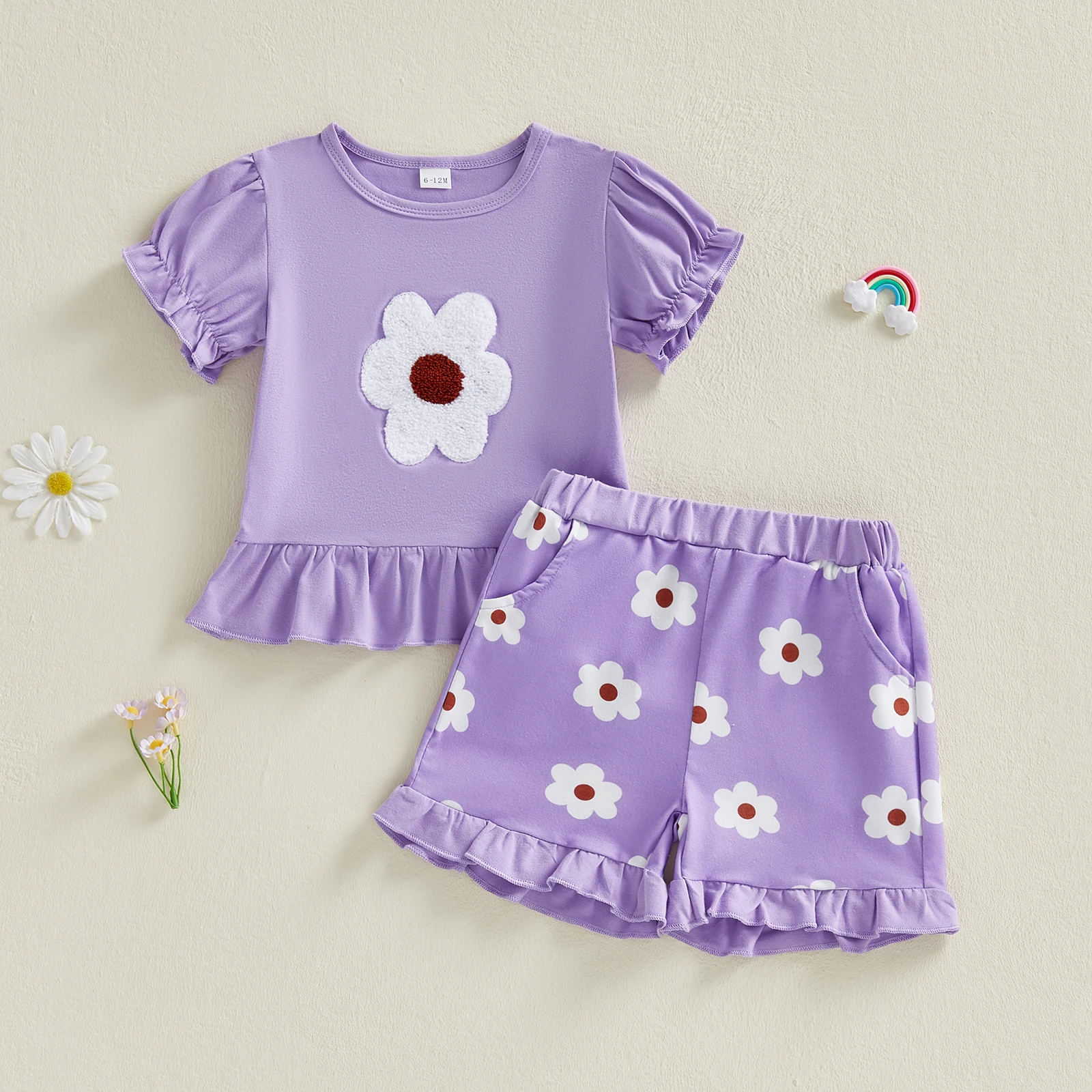 Tregren conjunto de verano para niña con pantalón corto y camiseta - imagen 4