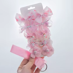 Orangza Set pinzas y lazos para el pelo de niña – Flores y perlas brillantes