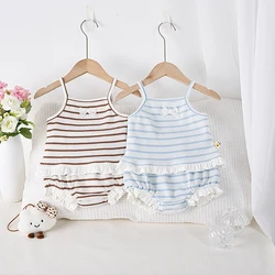 Conjunto verano rayas para niña 0-3 años con camisola y bombachos