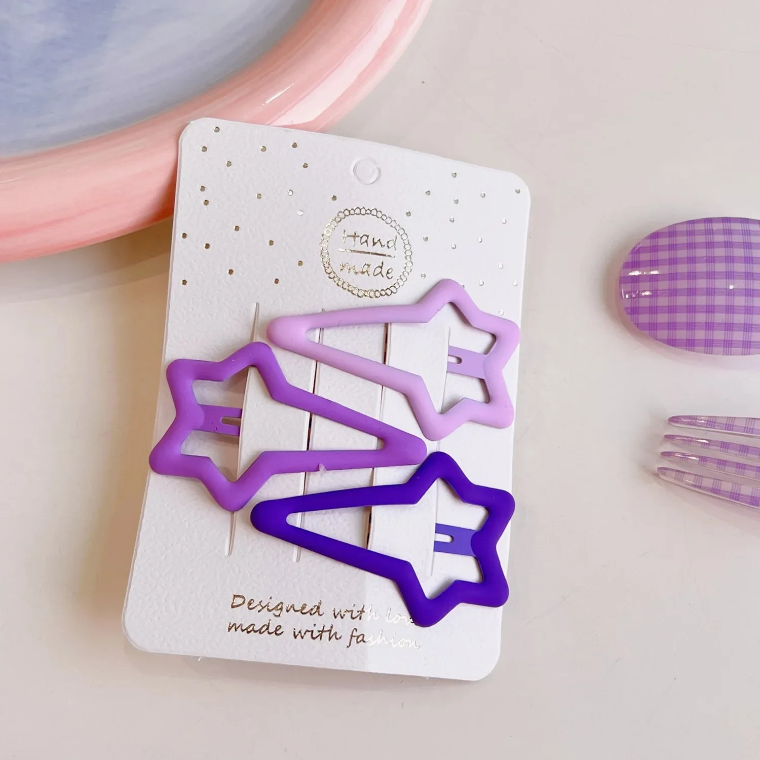 Pinzas para el cabello gradiente púrpura con estrella y gota - Niñas - imagen 2