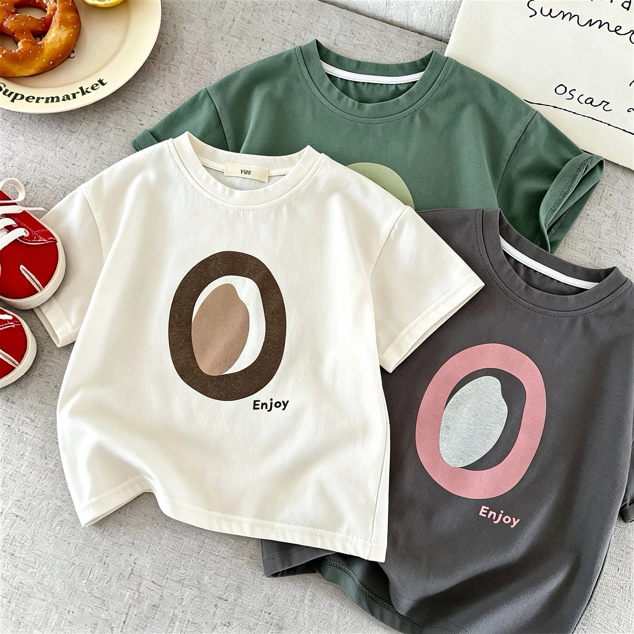 Camiseta manga corta estampada con cuello redondo para niños - imagen 5