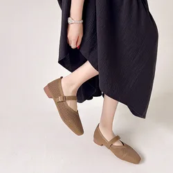 Zapatos planos para mujer en malla transpirable con punta cuadrada
