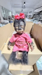 Muñeco reborn de orangután NPK pintado a mano coleccionable negro