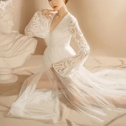 Vestido de embarazo encaje mangas largas para sesión fotográfica