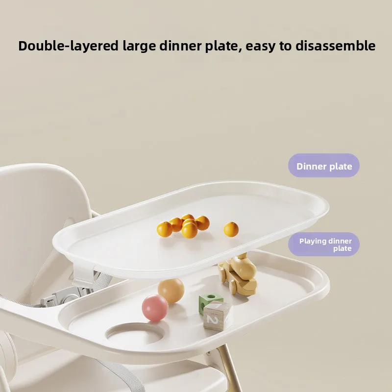 Trona de bebé plegable portátil con asiento acolchado ajustable