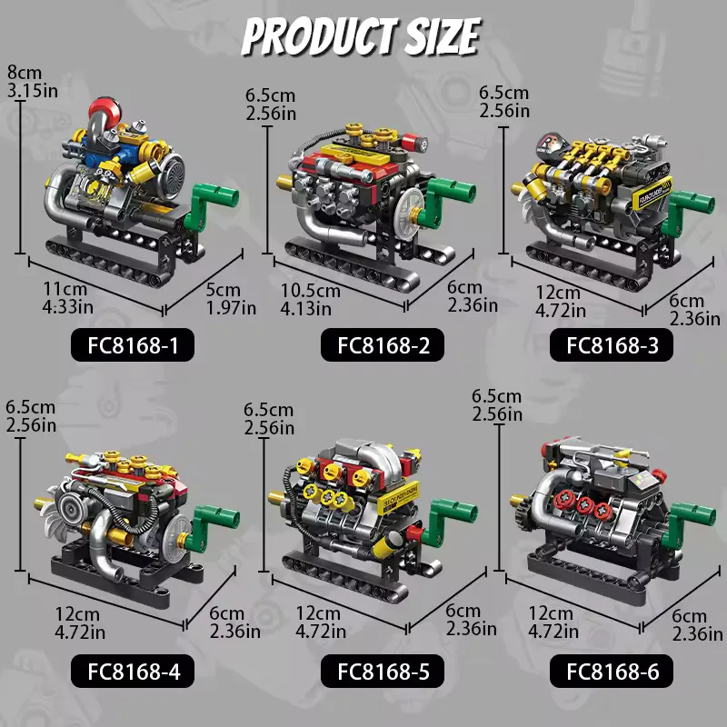 Mini motor de bloques con diseño tipo turbo