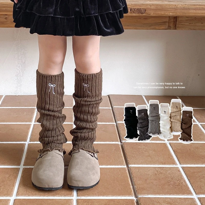 Calcetines media pantorrilla para niña – lana punto lazo bordado - imagen 5