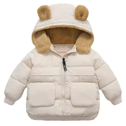 Abrigo forro polar con capucha para niñas – Diseño coreano invierno