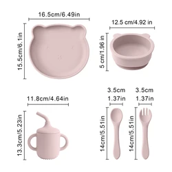 Dihes Set Vajilla Silicona Bebé con Plato, Cubiertos y Vaso