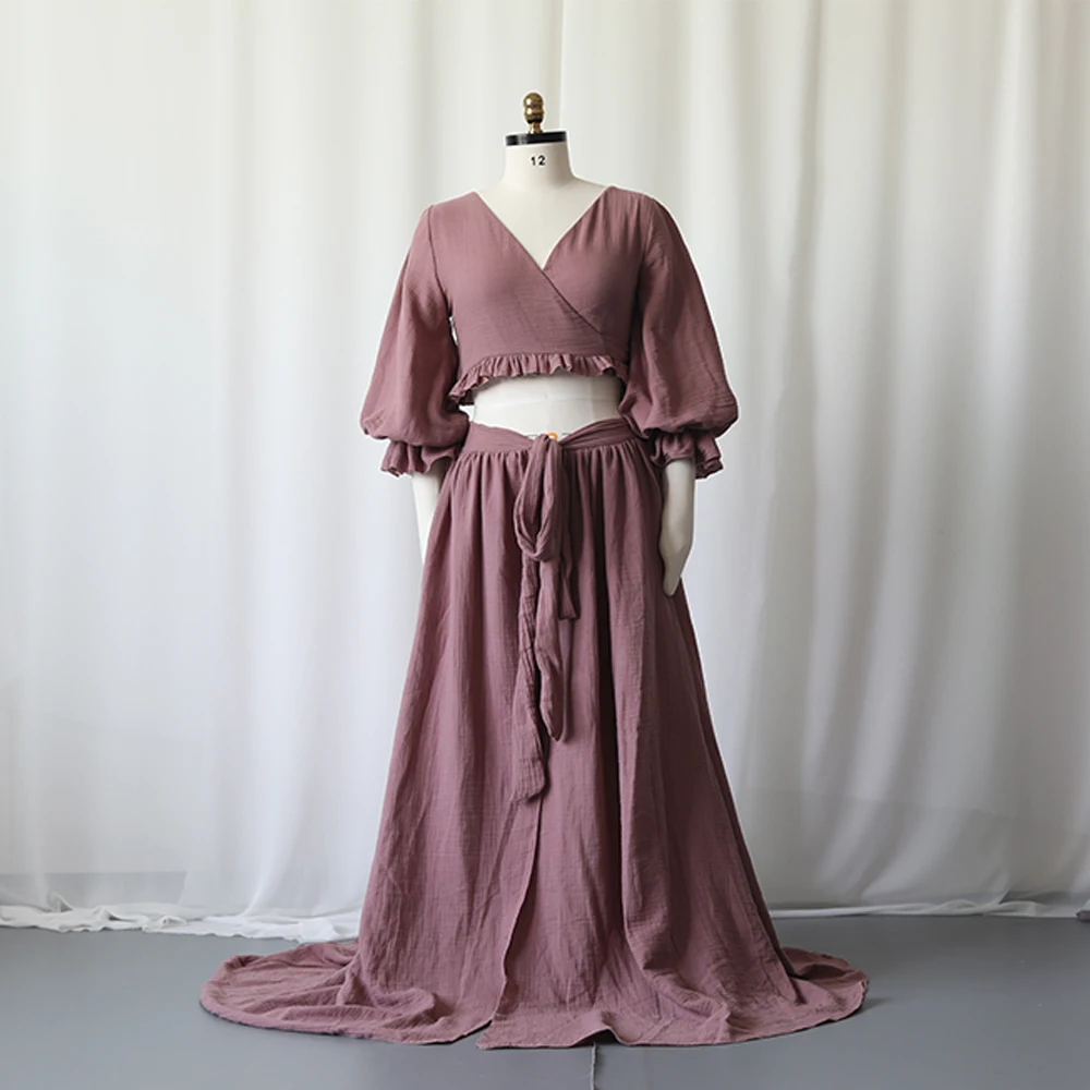 Vestido de maternidad bohemio en algodón puro con mangas abullonadas - imagen 5