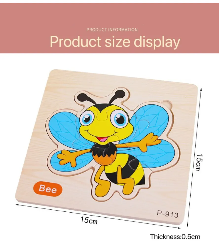 Puzle 3D de madera de animales para niños, juguete educativo - imagen 3