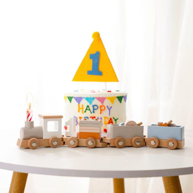 Tren de madera Montessori para niño - Juguete educativo