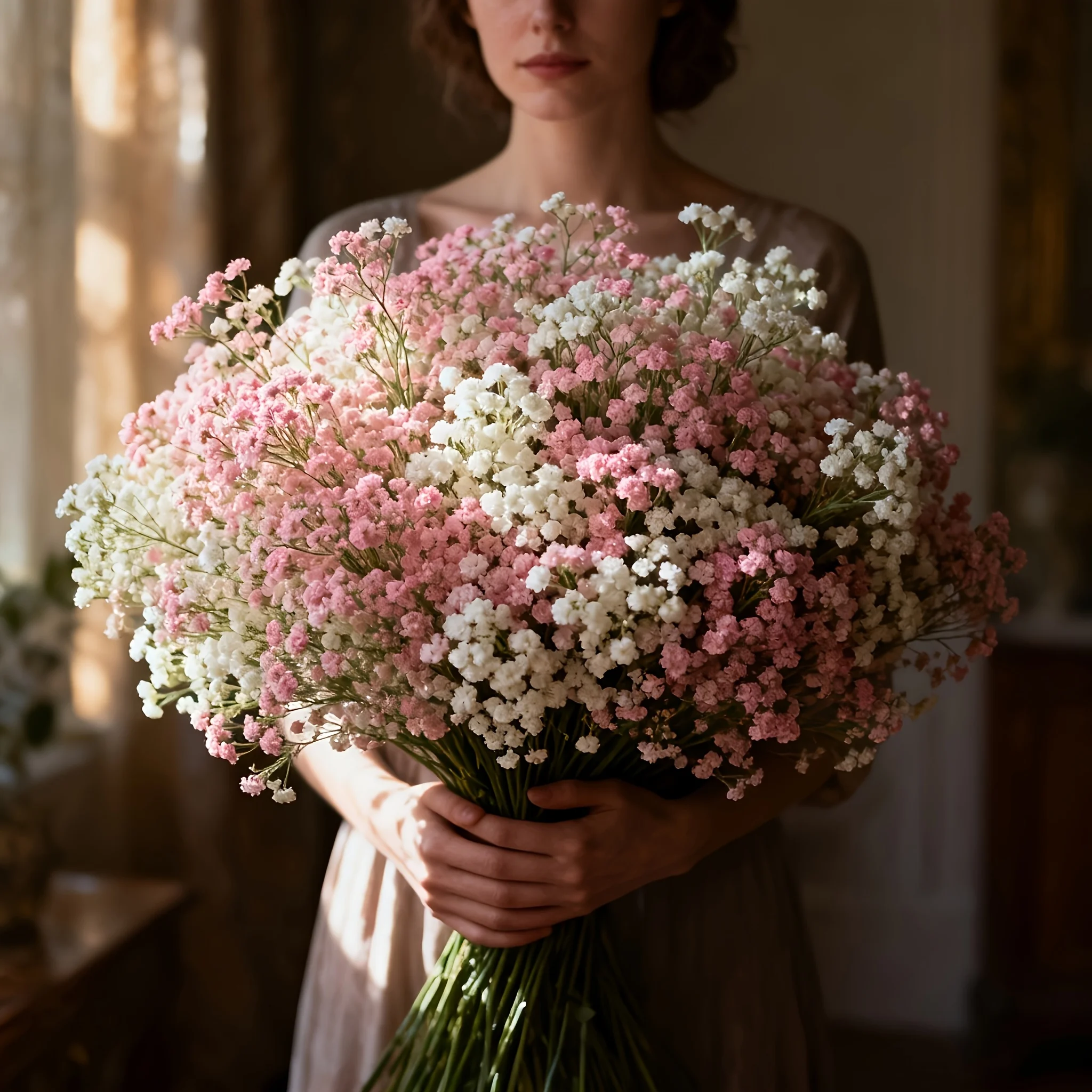 Decoración festiva de gypsophila y rosas blancas para aniversario - imagen 5