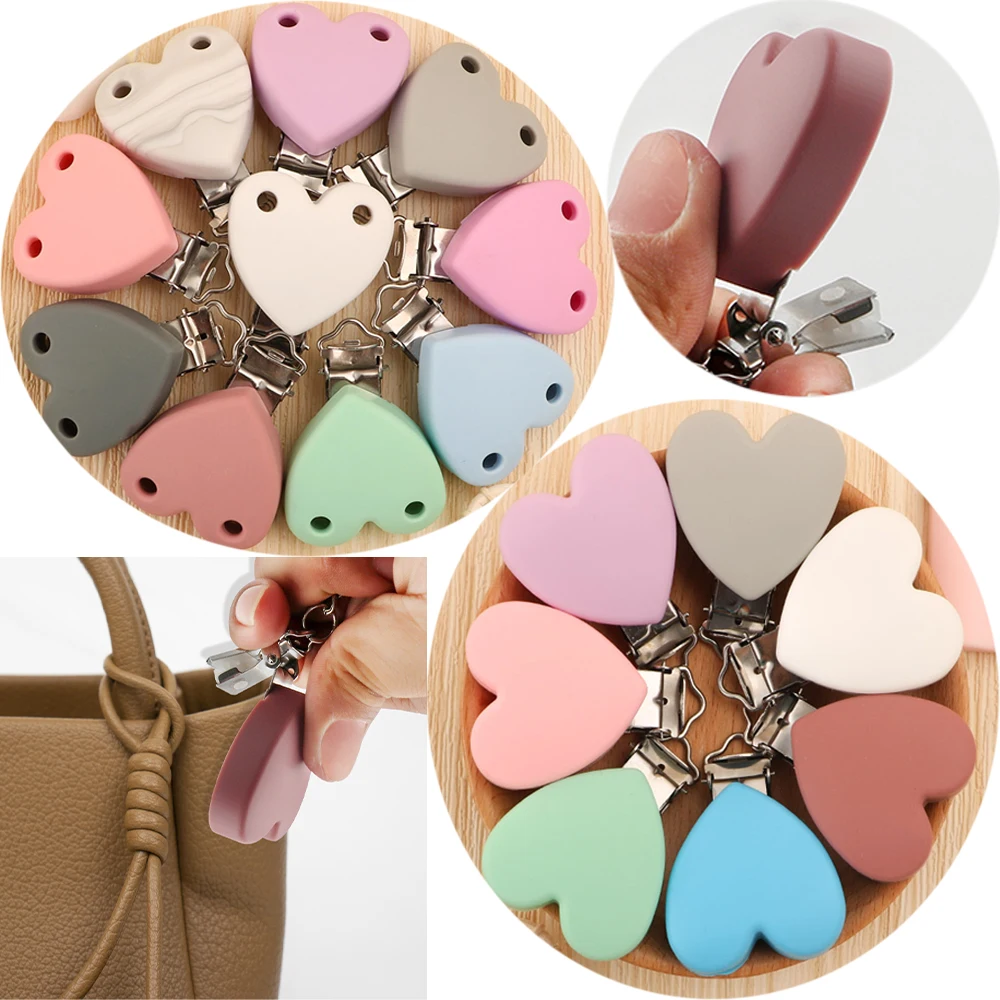 Clips metálicos de silicona con forma de corazón para manualidades - imagen 3