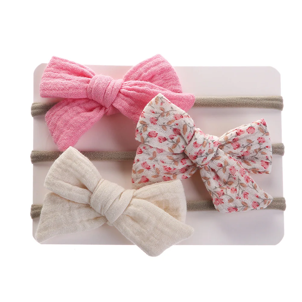 Diadema elástica de muselina para niña con lazo y estampado floral - imagen 3