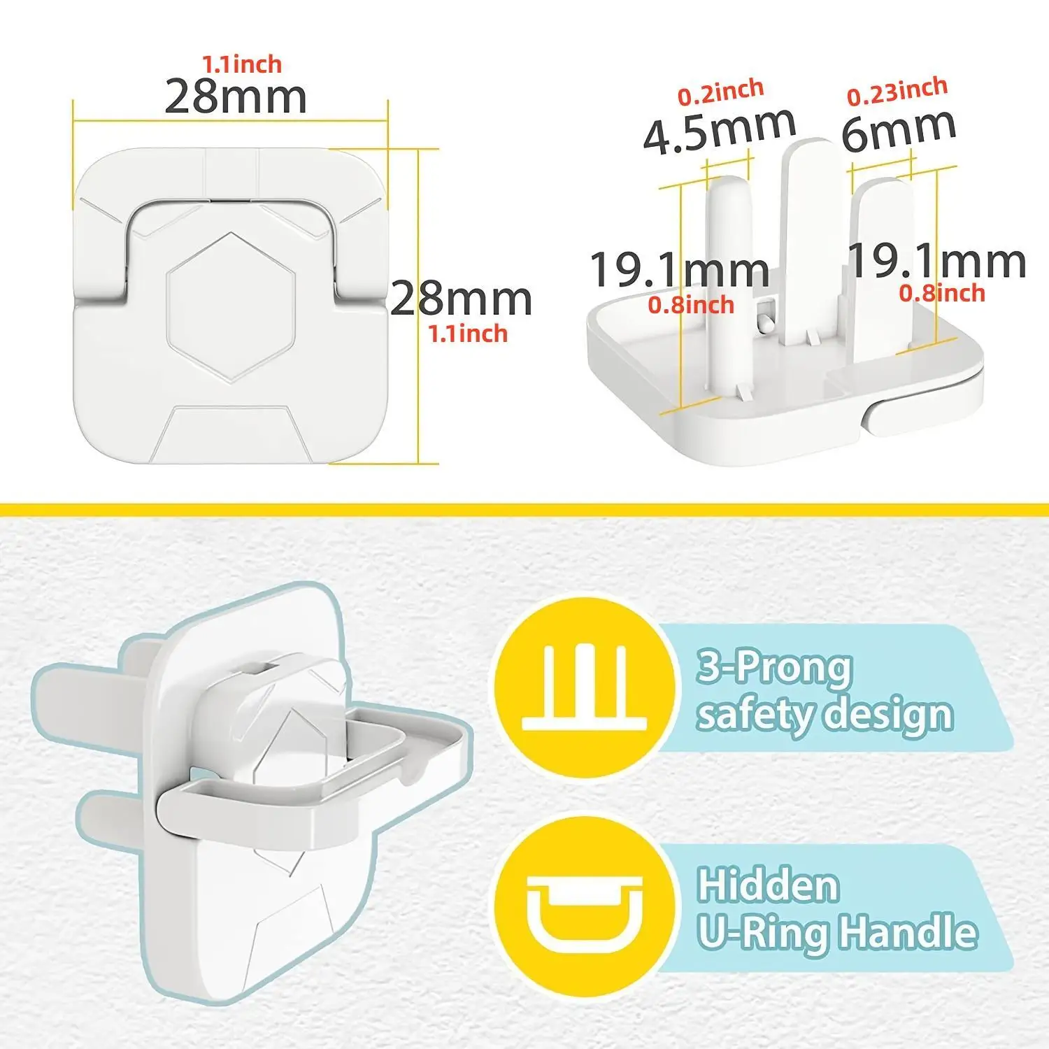 Protector de enchufe eléctrico para bebés con mango oculto - imagen 4