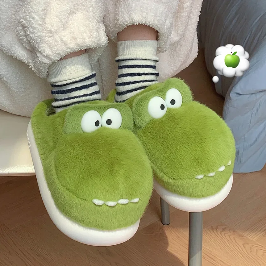 Zapatillas de casa de invierno de tacón plataforma estilo cocodrilo - imagen 5