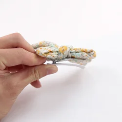 Pinzas de pelo con lazo para niña - Set floral de muselina