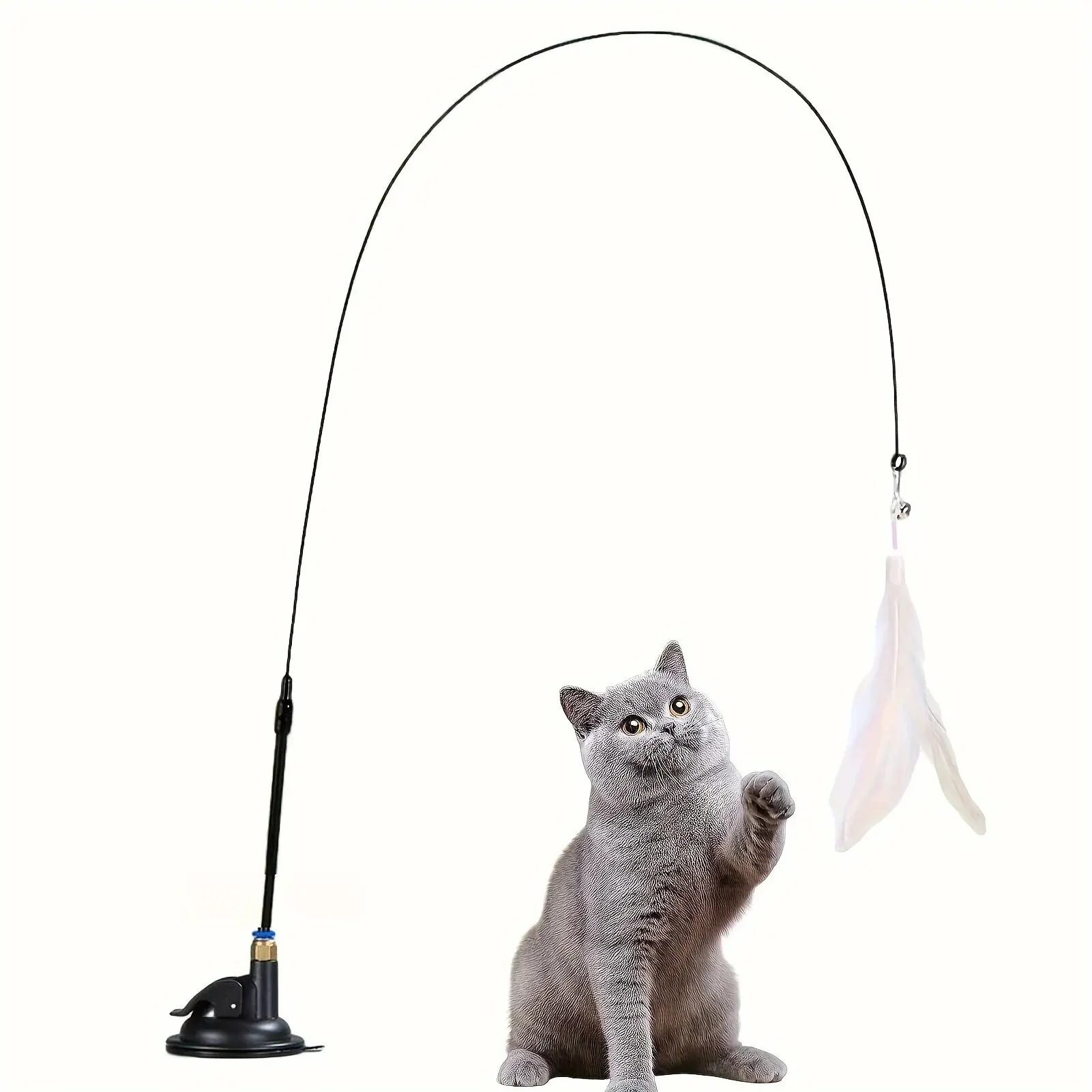 Palo teaser interactivo con pluma para gatos – Varilla larga con campana - imagen 3