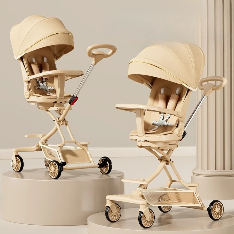 Cochecito ligero plegable con sillita giratoria 360° para bebé - imagen 3