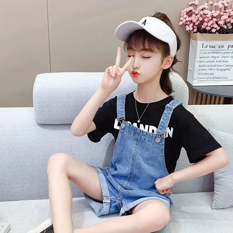 Monos de mezclilla para niñas - Novedad verano denim versátil - imagen 4