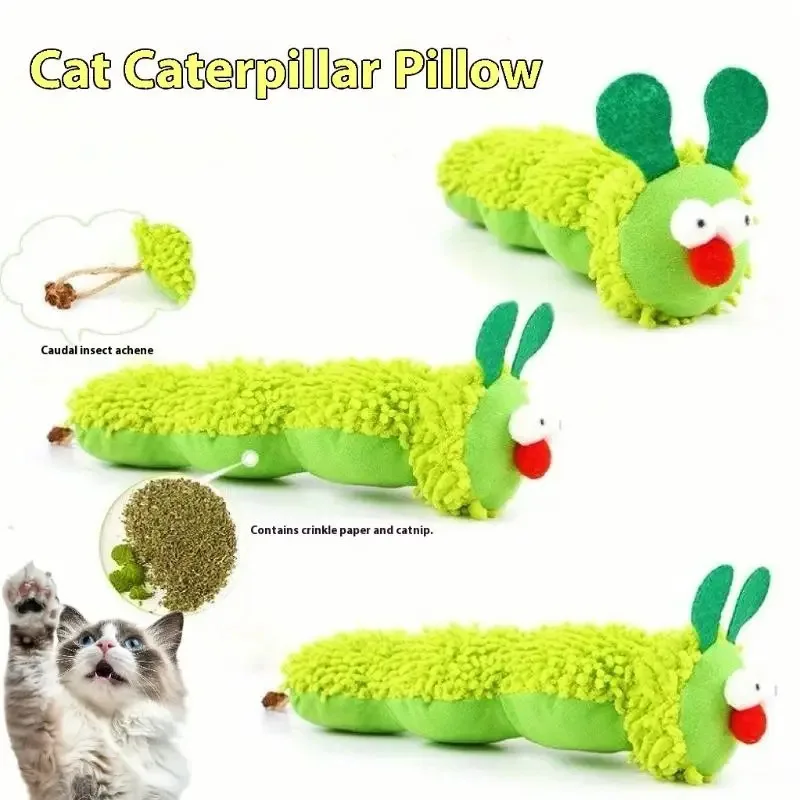 Juguete para gatos: peluche oruga con hierba gatera masticable - imagen 2