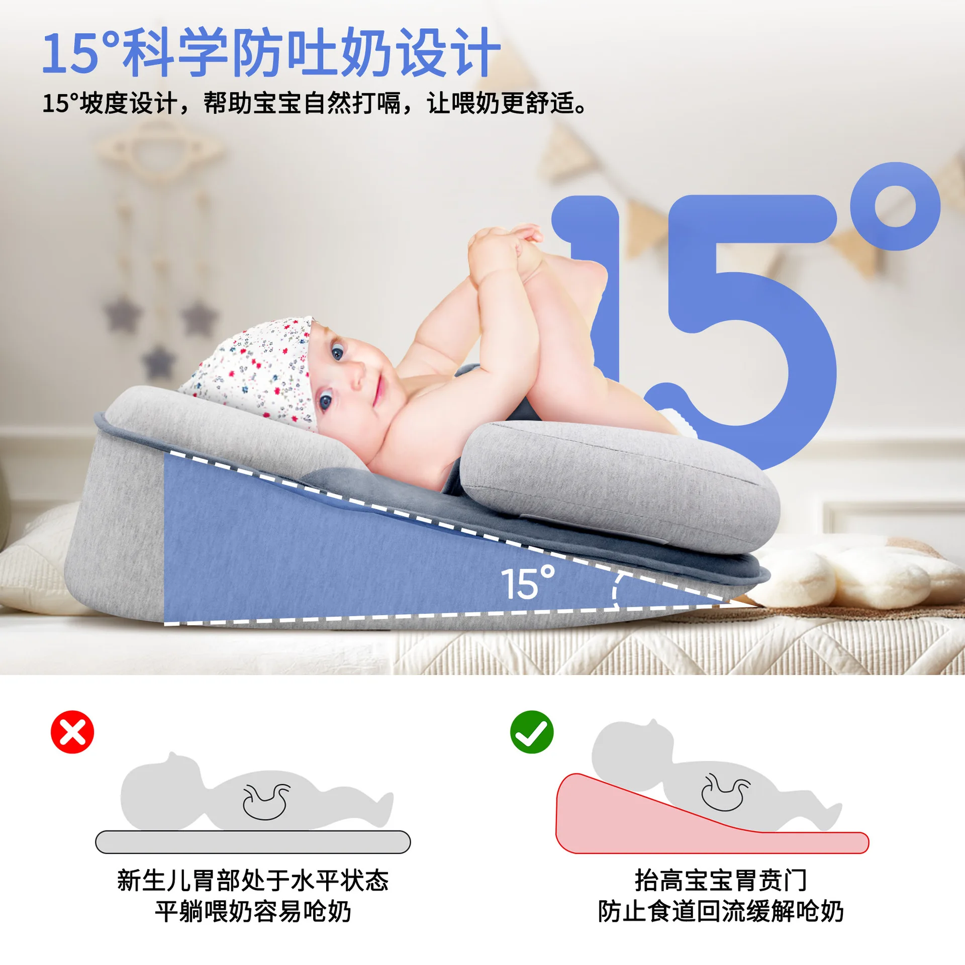 Almohada de lactancia anti-vuelco para recién nacidos - imagen 5