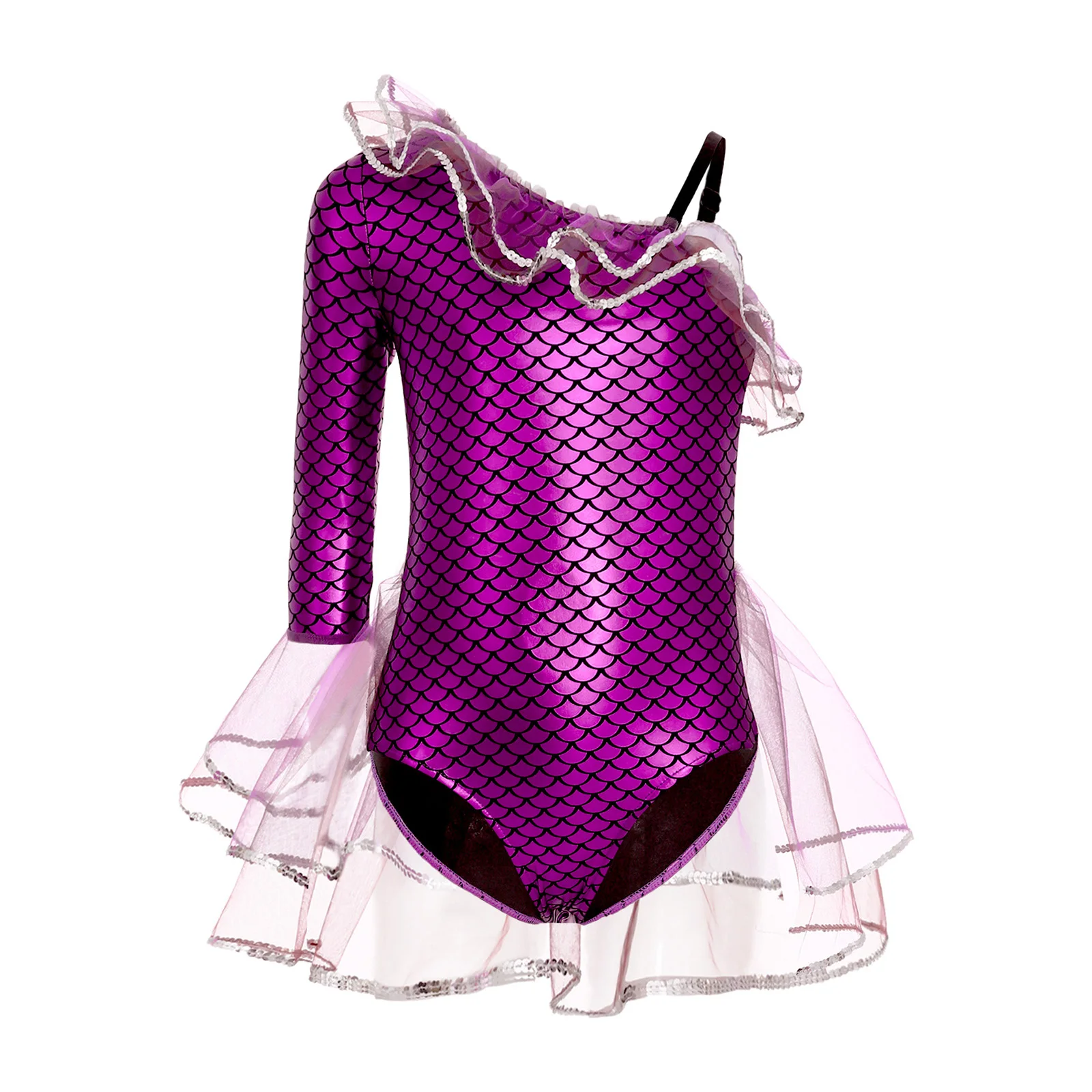 Disfraz de sirena de Halloween para niñas con escamas metálicas - imagen 2